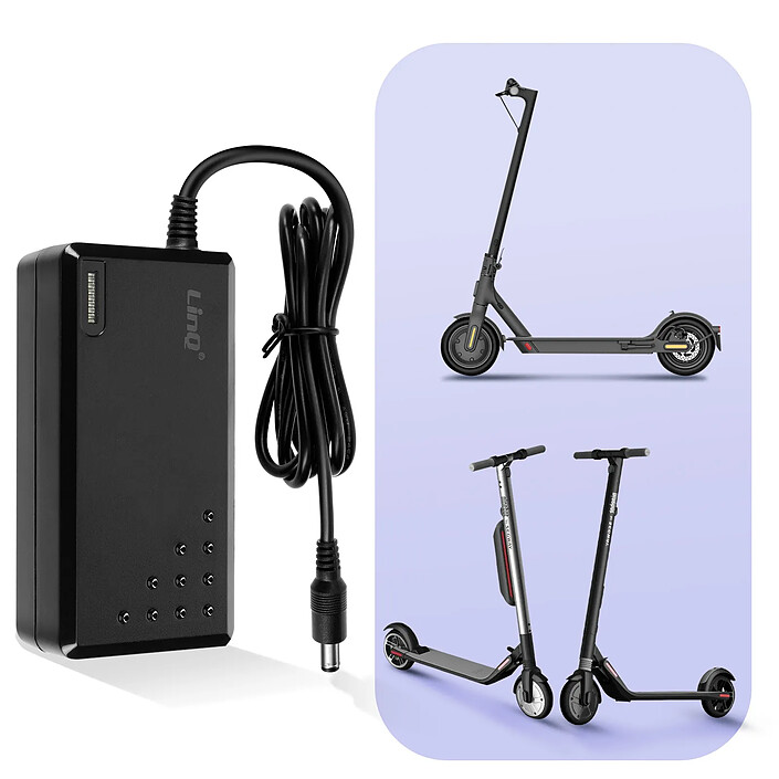 Avis LinQ Chargeur pour Trottinette Ninebot 29,4V 2A Puissance 58.8W DC 5.5 x 2.5mm Noir