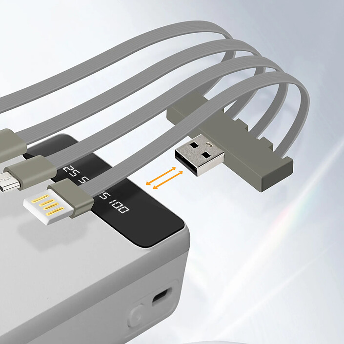Avis LinQ Batterie Secours 25800mAh Câble 4 en 1 Amovible et Sortie USB Compact Blanc