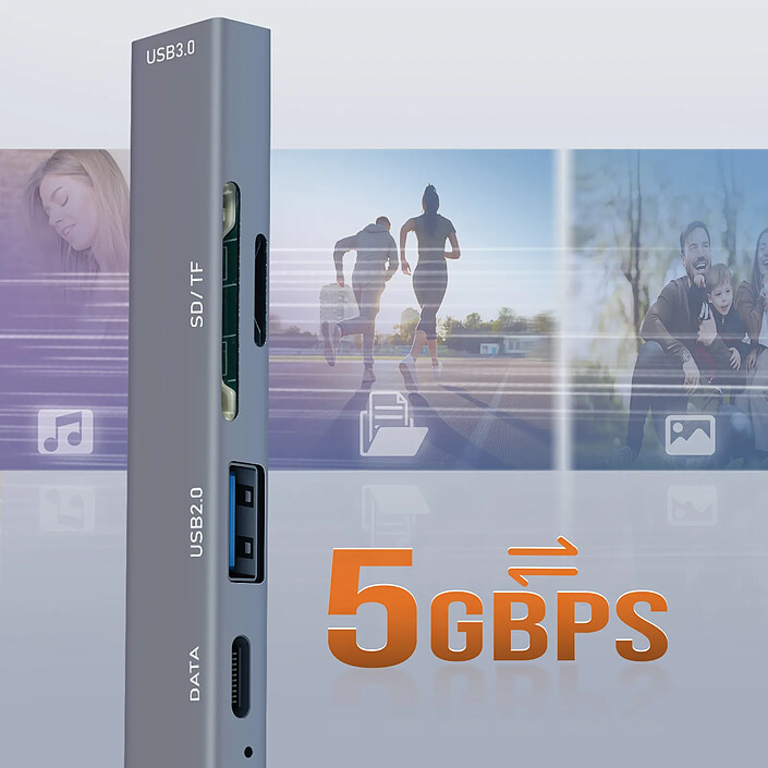 Avis LinQ Hub USB Support OTG USB-C Power Delivery 60W et Lecteur Carte SD / TF Gris