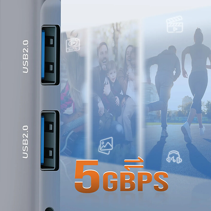 LinQ Hub 4 en 1 USB C avec Charge USB C 60W et 3 Ports USB 3.0 et 2.0 Argent pas cher