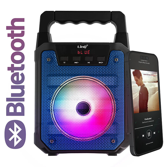 Avis LinQ Enceinte lumineuse Bluetooth Compatible Micro, Bleu