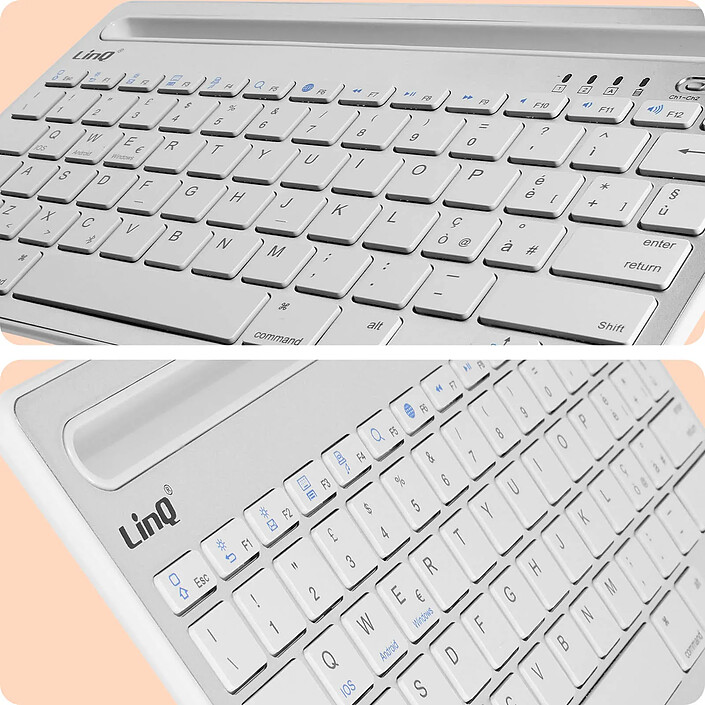 Acheter LinQ Clavier sans fil QWERTY Blanc , Compatible iOS / Android / Windows