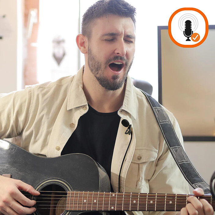 Acheter LinQ Micro Cravate Jack 3.5mm Son Omnidirectionnel Pince Rotative Câble 2m Noir