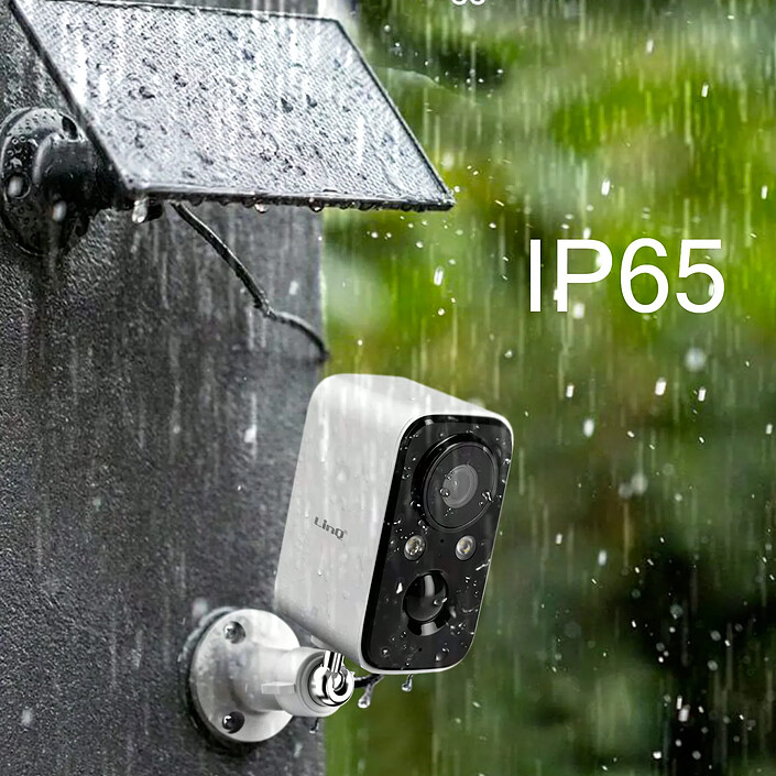 LinQ Caméra de surveillance + Panneau solaire 1.5W Détection PIR Étanche IP65 Blanc / Noir pas cher