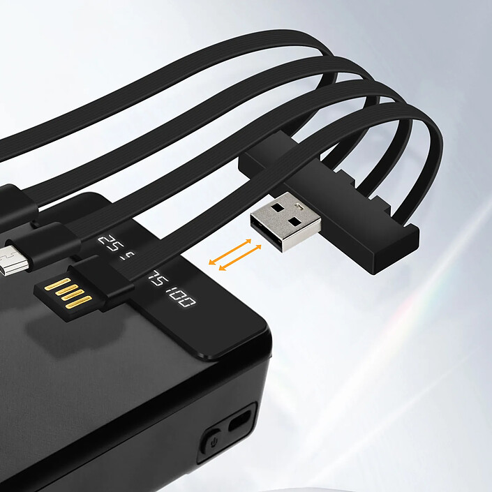 Avis LinQ Batterie Secours 25800mAh Câble 4 en 1 Amovible et Sortie USB Compact Noir