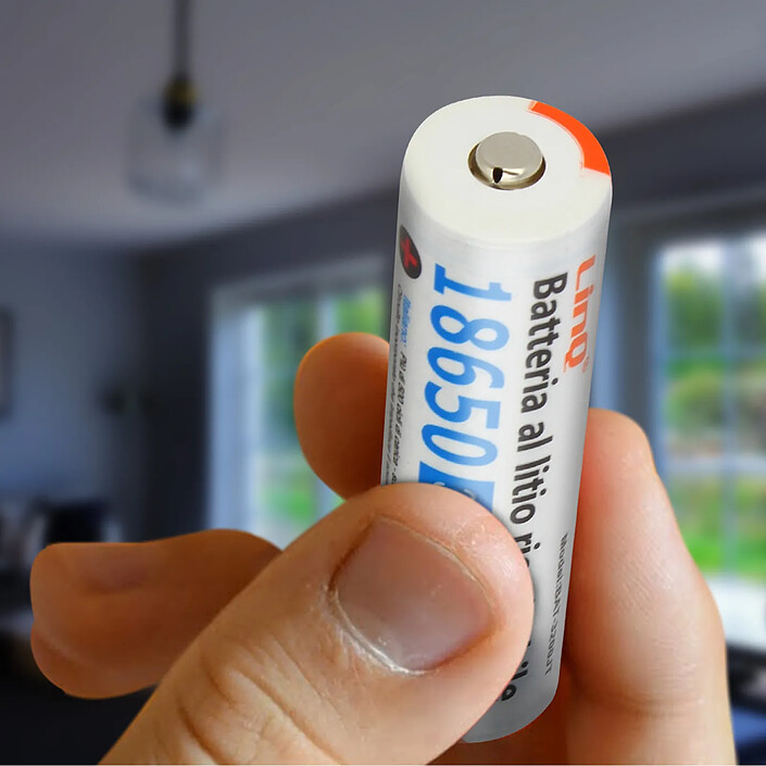 LinQ 2 Piles 18650 Lithium 3200mAh 3.7V Rechargeable Tête Standard 3200JT Orange pas cher