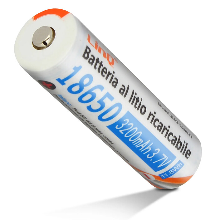 LinQ 2 Piles 18650 Lithium 3200mAh 3.7V Rechargeable Tête Standard 3200JT Orange