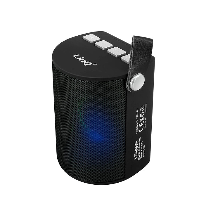 LinQ Enceinte Sans-fil Bluetooth LED Multicolore Radio FM Port USB micro SD Noir