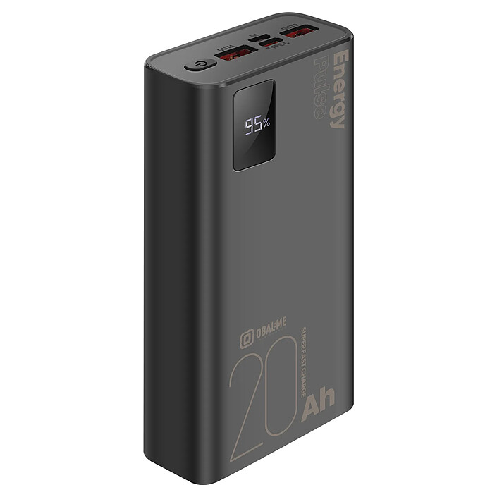 OBAL:ME Powerbank 20000mAh EnergyPulse USB-A/USB-C PD 22,5W avec Affichage Numérique Noir