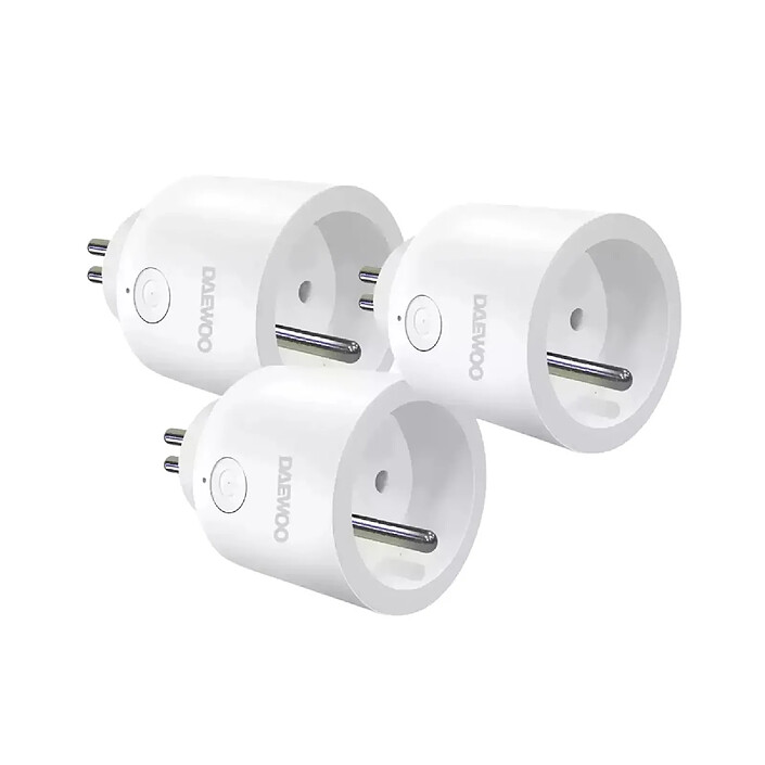 Daewoo - Pack 3 Prises Connectées WiFi SP502F – Contrôle à Distance, Programmation & Compatibles Alexa / Google Home