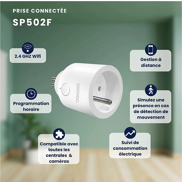 Acheter Daewoo - Pack 3 Prises Connectées WiFi SP502F – Contrôle à Distance, Programmation & Compatibles Alexa / Google Home