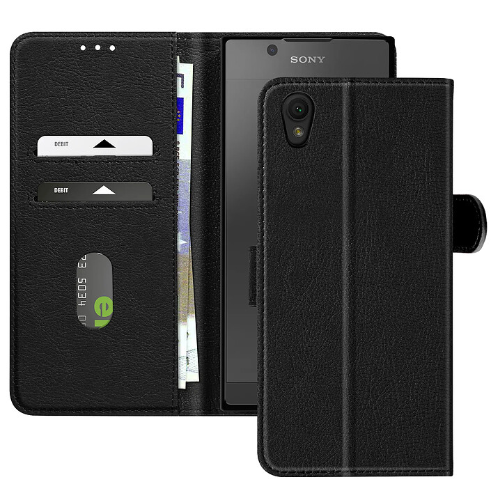 Avizar Étui pour Sony Xperia L1 Clapet Portefeuille et Support Vidéo Noir