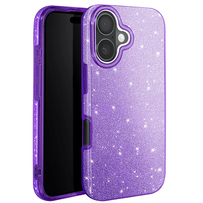 Avizar Coque à Paillettes pour iPhone 16 Antichoc Scintillant Violet