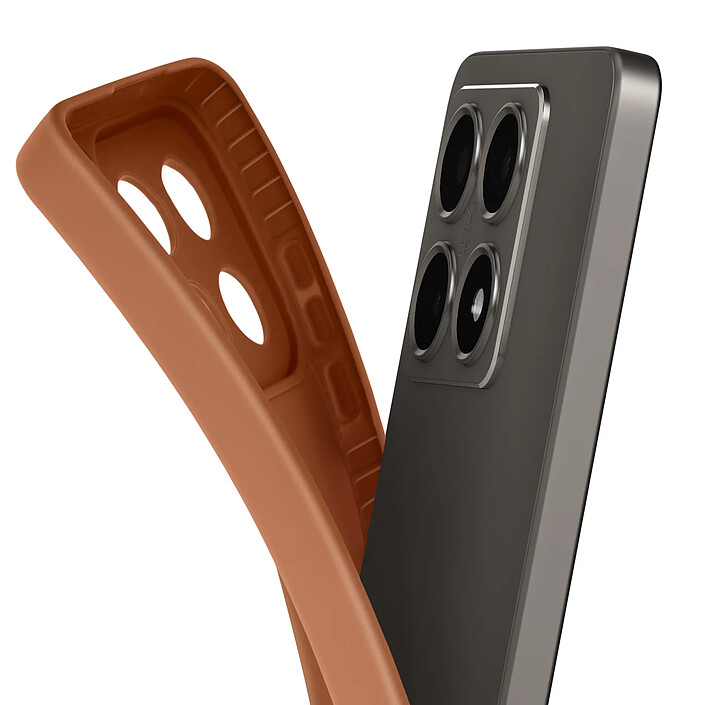 Avizar Coque pour Xiaomi 14T Silicone Mat Bloc Caméra Protégé Marron pas cher