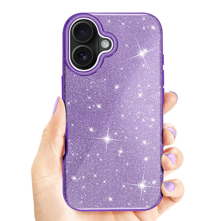 Avizar Coque à Paillettes pour iPhone 16 Antichoc Scintillant Violet pas cher