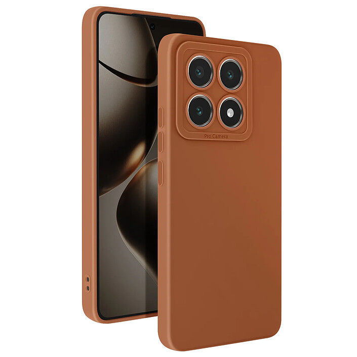 Avizar Coque pour Xiaomi 14T Silicone Mat Bloc Caméra Protégé Marron