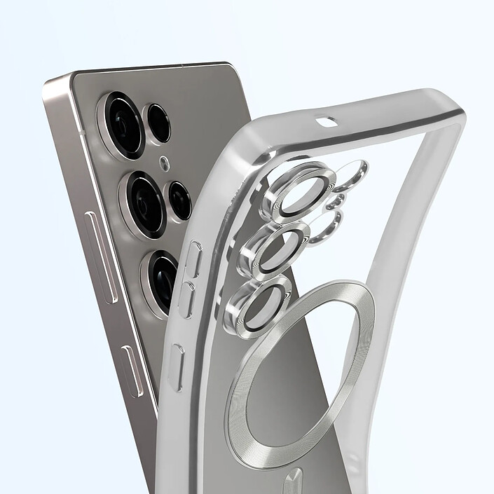 Acheter Avizar Coque MagSafe pour Samsung Galaxy S25 Ultra Silicone Contour Chromé Argent