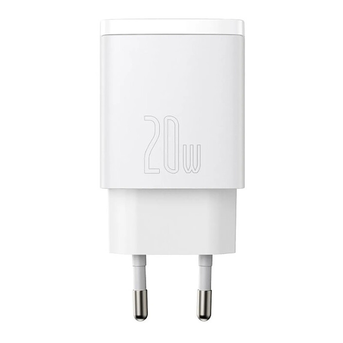 Baseus Chargeur Secteur Double Sortie USB-A/USB-C 20W Compact Blanc
