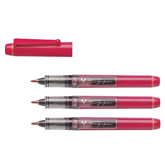PILOT Stylo feutre V Sign Pen Pointe moyenne 0,6 mm Rouge x 3