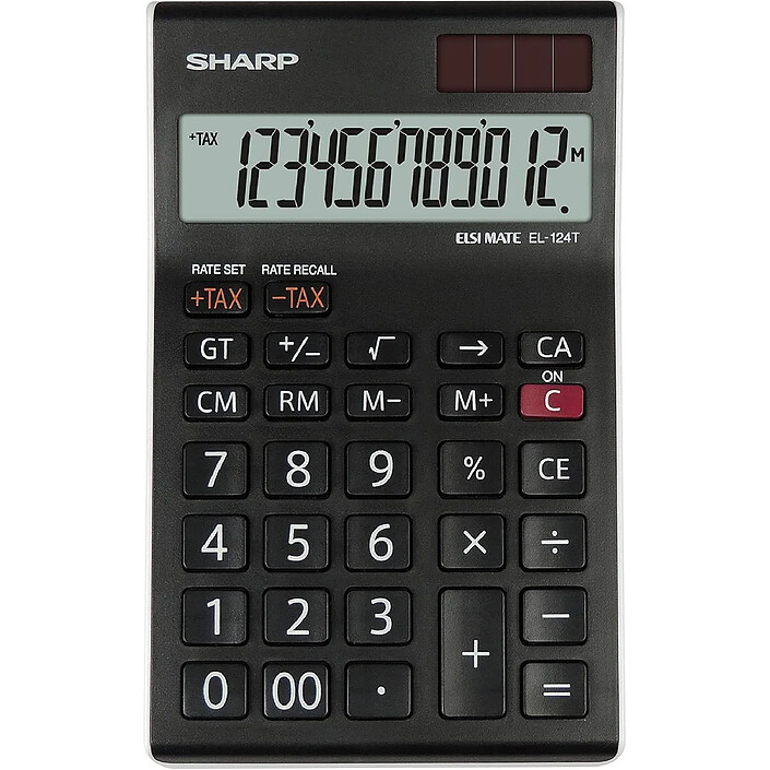 SHARP Calculatrice table EL-124 TWH Solaire/Pile LCD 12Chiffres