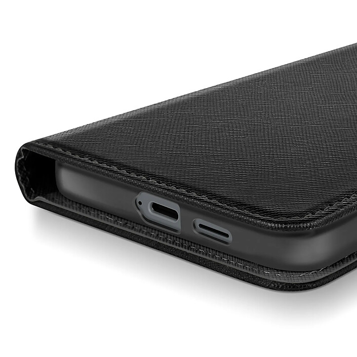 Avizar Étui pour Samsung Galaxy S25 Plus Portefeuille Cuir Saffiano Fancy Noir pas cher