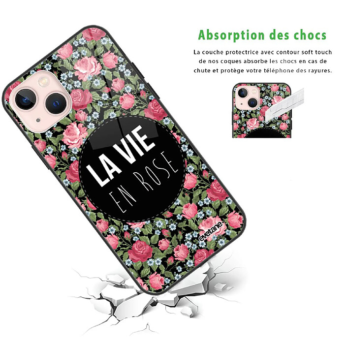 Avis Evetane Coque iPhone 13 Mini Coque Soft Touch Glossy La Vie en Rose Design