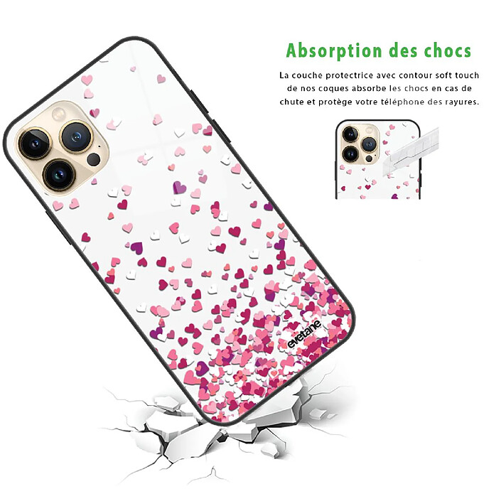 Avis Evetane Coque iPhone 13 Pro Max Coque Soft Touch Glossy Confettis De Coeur Design