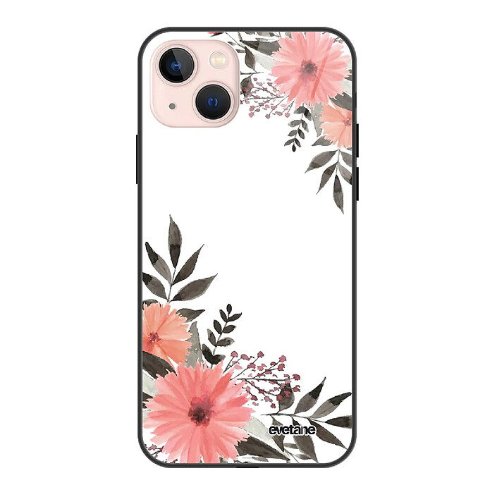 Evetane Coque iPhone 13 Coque Soft Touch Glossy Fleurs roses Design