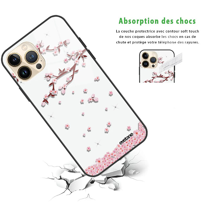 Avis Evetane Coque iPhone 13 Pro Max Coque Soft Touch Glossy Chute De Fleurs Design