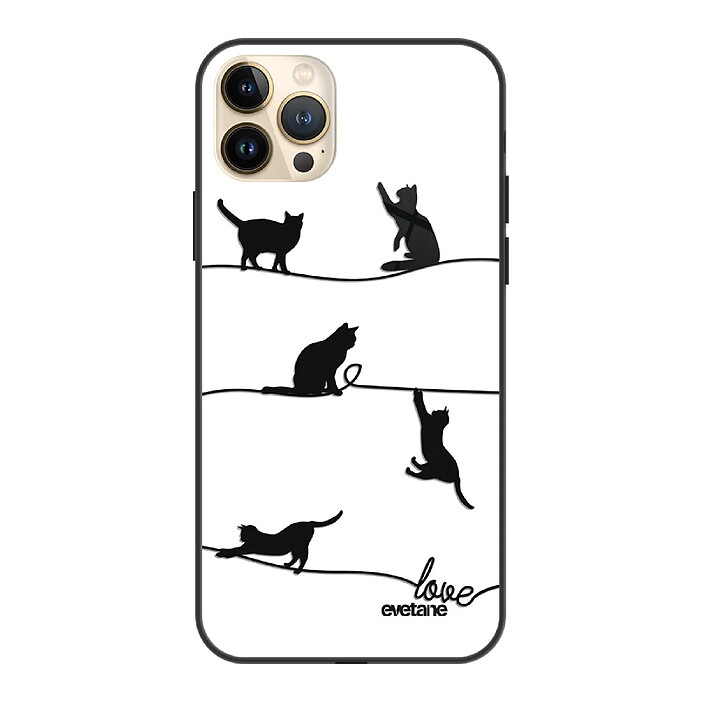 Evetane Coque iPhone 13 Pro Max Coque Soft Touch Glossy Chat Lignes Design