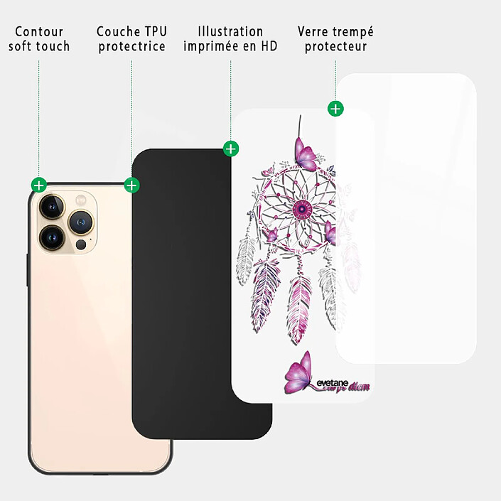 Acheter Evetane Coque iPhone 13 Pro Coque Soft Touch Glossy Carpe diem Design