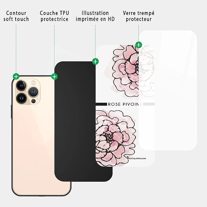 Acheter LaCoqueFrançaise Coque iPhone 13 Pro Coque Soft Touch Glossy Rose Pivoine Design
