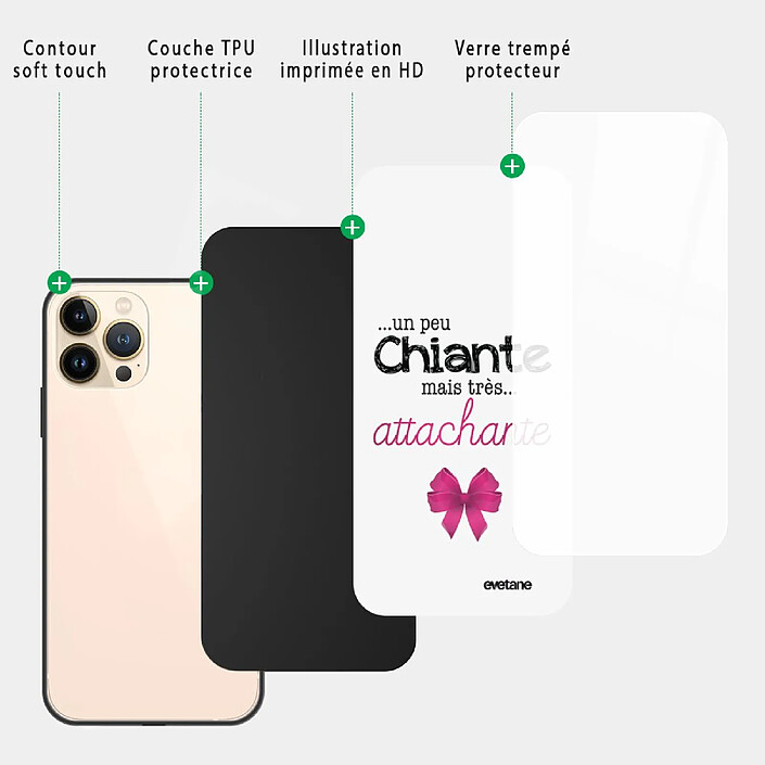 Acheter Evetane Coque iPhone 13 Pro Coque Soft Touch Glossy Un peu chiante tres attachante Design