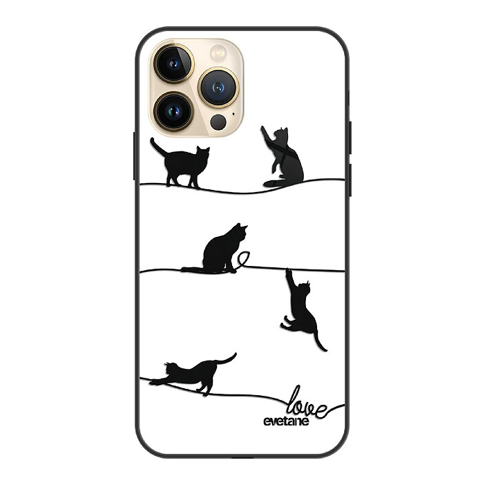 Evetane Coque iPhone 13 Pro Coque Soft Touch Glossy Chat Lignes Design