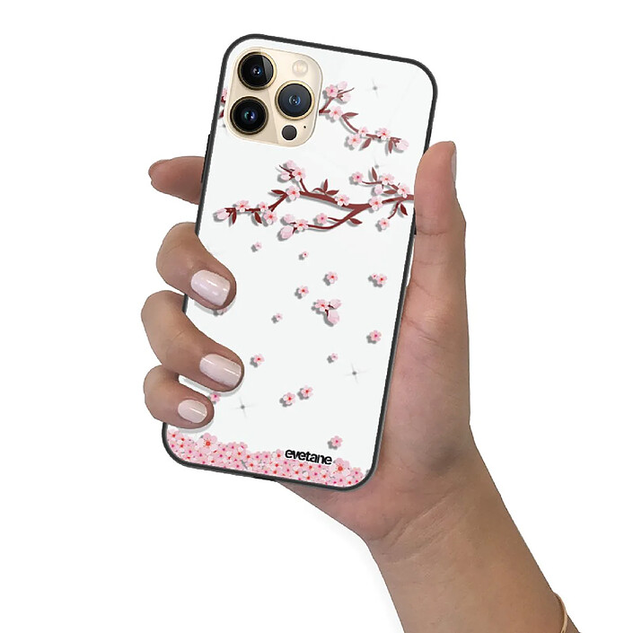 Evetane Coque iPhone 13 Pro Max Coque Soft Touch Glossy Chute De Fleurs Design pas cher