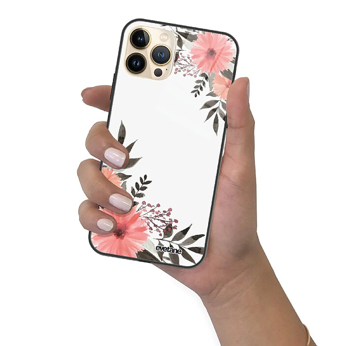 Evetane Coque iPhone 13 Pro Coque Soft Touch Glossy Fleurs roses Design pas cher