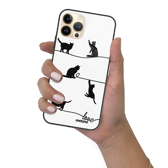 Evetane Coque iPhone 13 Pro Coque Soft Touch Glossy Chat Lignes Design pas cher