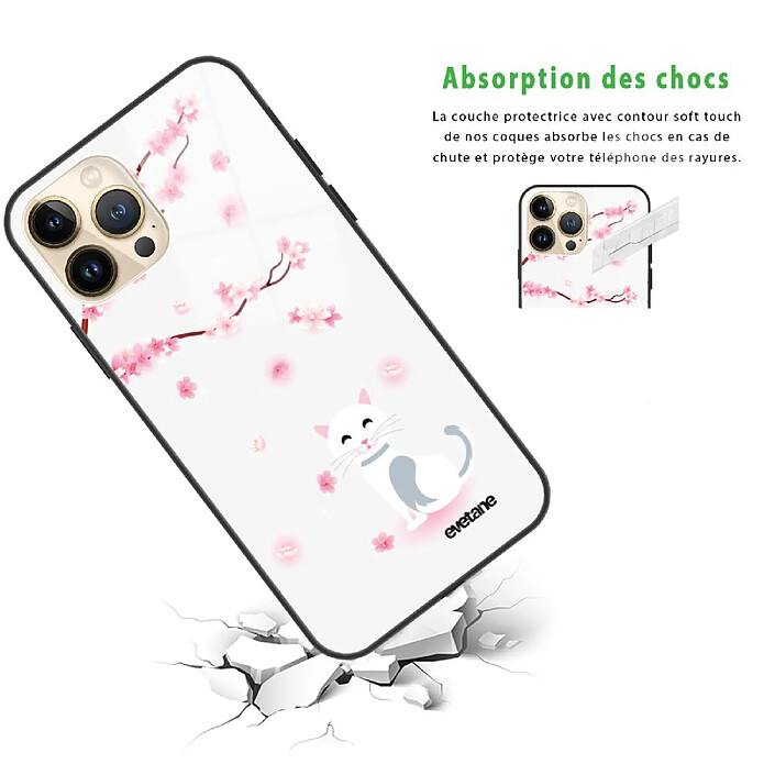 Avis Evetane Coque iPhone 13 Pro Max Coque Soft Touch Glossy Chat et Fleurs Design