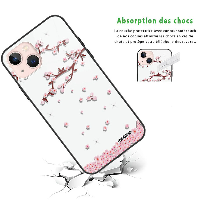 Avis Evetane Coque iPhone 13 Coque Soft Touch Glossy Chute De Fleurs Design