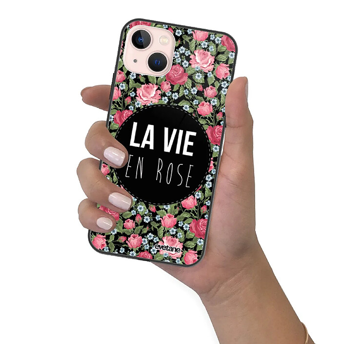 Evetane Coque iPhone 13 Mini Coque Soft Touch Glossy La Vie en Rose Design pas cher