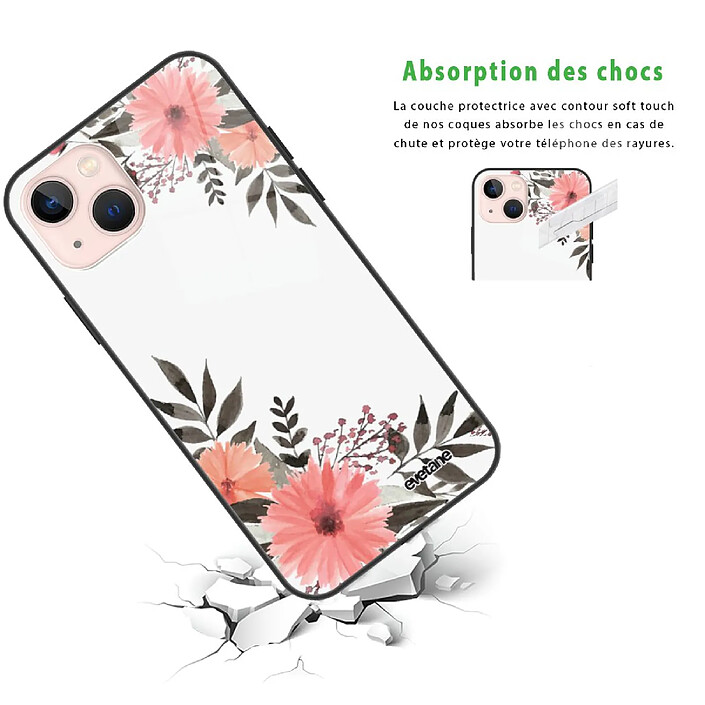 Avis Evetane Coque iPhone 13 Coque Soft Touch Glossy Fleurs roses Design