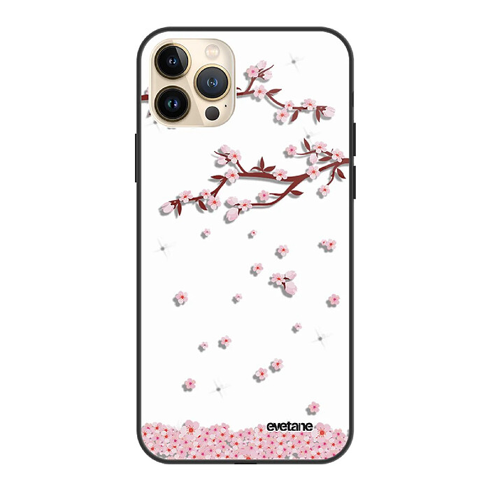 Evetane Coque iPhone 13 Pro Max Coque Soft Touch Glossy Chute De Fleurs Design
