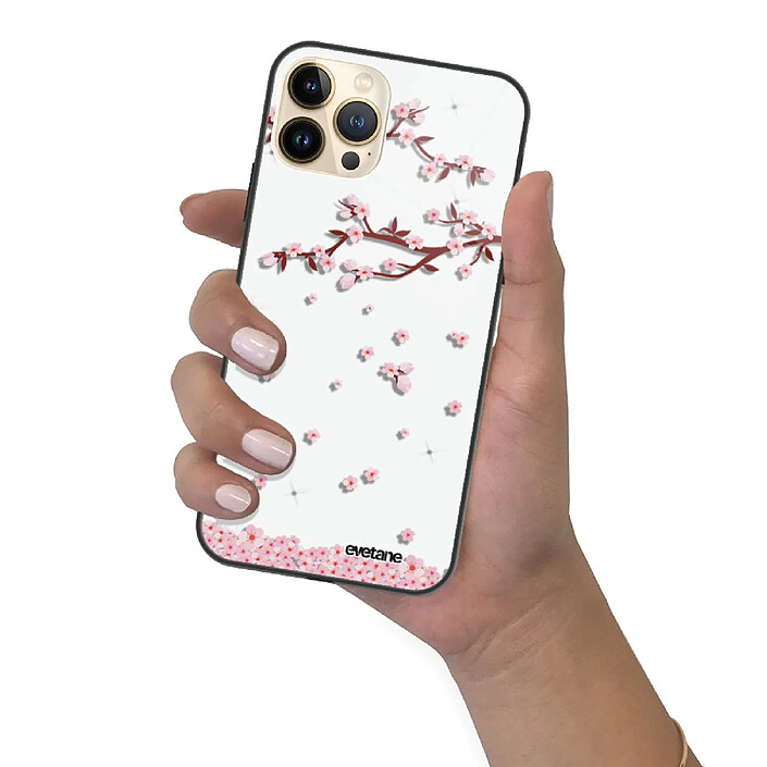 Evetane Coque iPhone 13 Pro Coque Soft Touch Glossy Chute De Fleurs Design pas cher