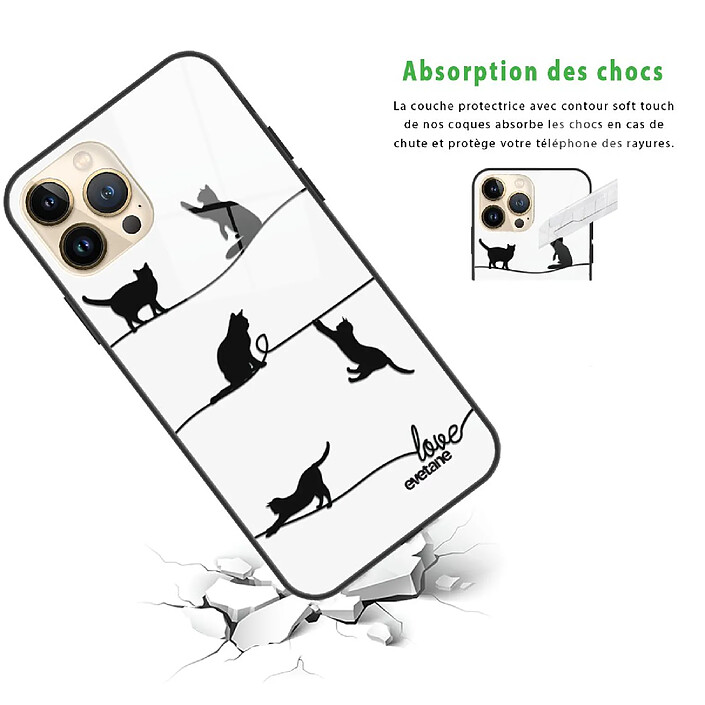 Avis Evetane Coque iPhone 13 Pro Max Coque Soft Touch Glossy Chat Lignes Design