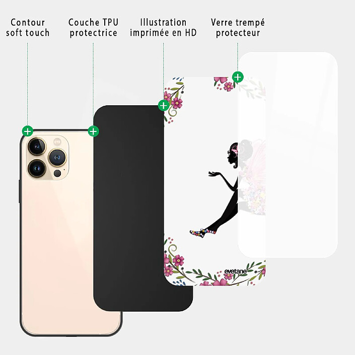 Acheter Evetane Coque iPhone 13 Pro Coque Soft Touch Glossy Fée Fleurale Design