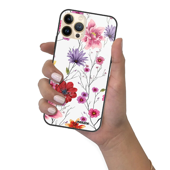 Evetane Coque iPhone 13 Pro Max Coque Soft Touch Glossy Fleurs Multicolores Design pas cher