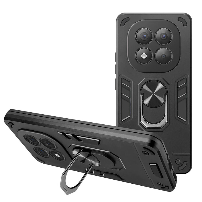 Avizar Coque pour Redmi Note 14 Pro et 14 Pro Plus Anneau Support Antichoc Noir