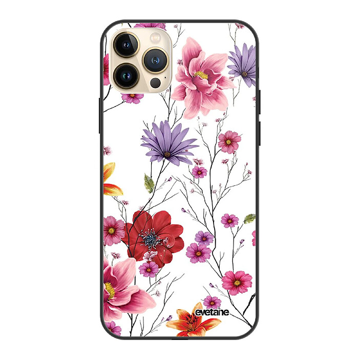 Evetane Coque iPhone 13 Pro Max Coque Soft Touch Glossy Fleurs Multicolores Design