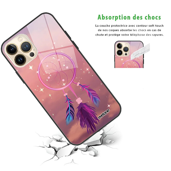 Avis Evetane Coque iPhone 13 Pro Max Coque Soft Touch Glossy Attrape rêve rose Design