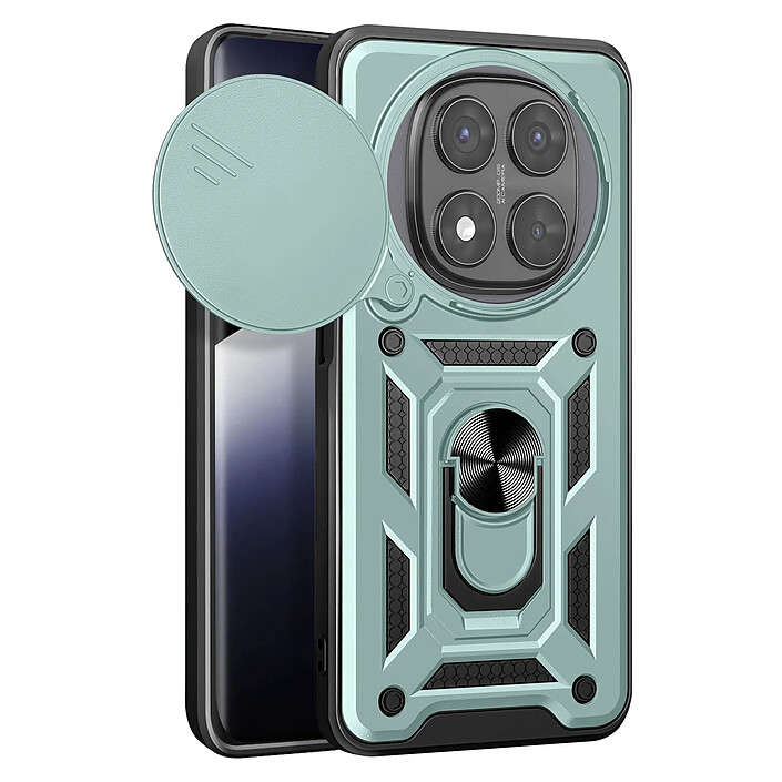 Avizar Coque pour Xiaomi Redmi Note 14 Pro et 14 Pro Plus Bague Cache caméra Vert pâle